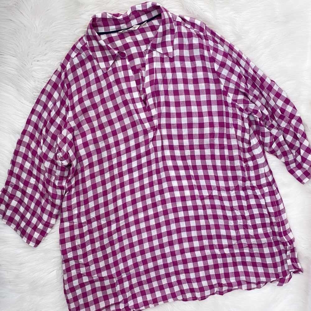 Soft Surroundings Purple Plaid Tunic Shirt Plus